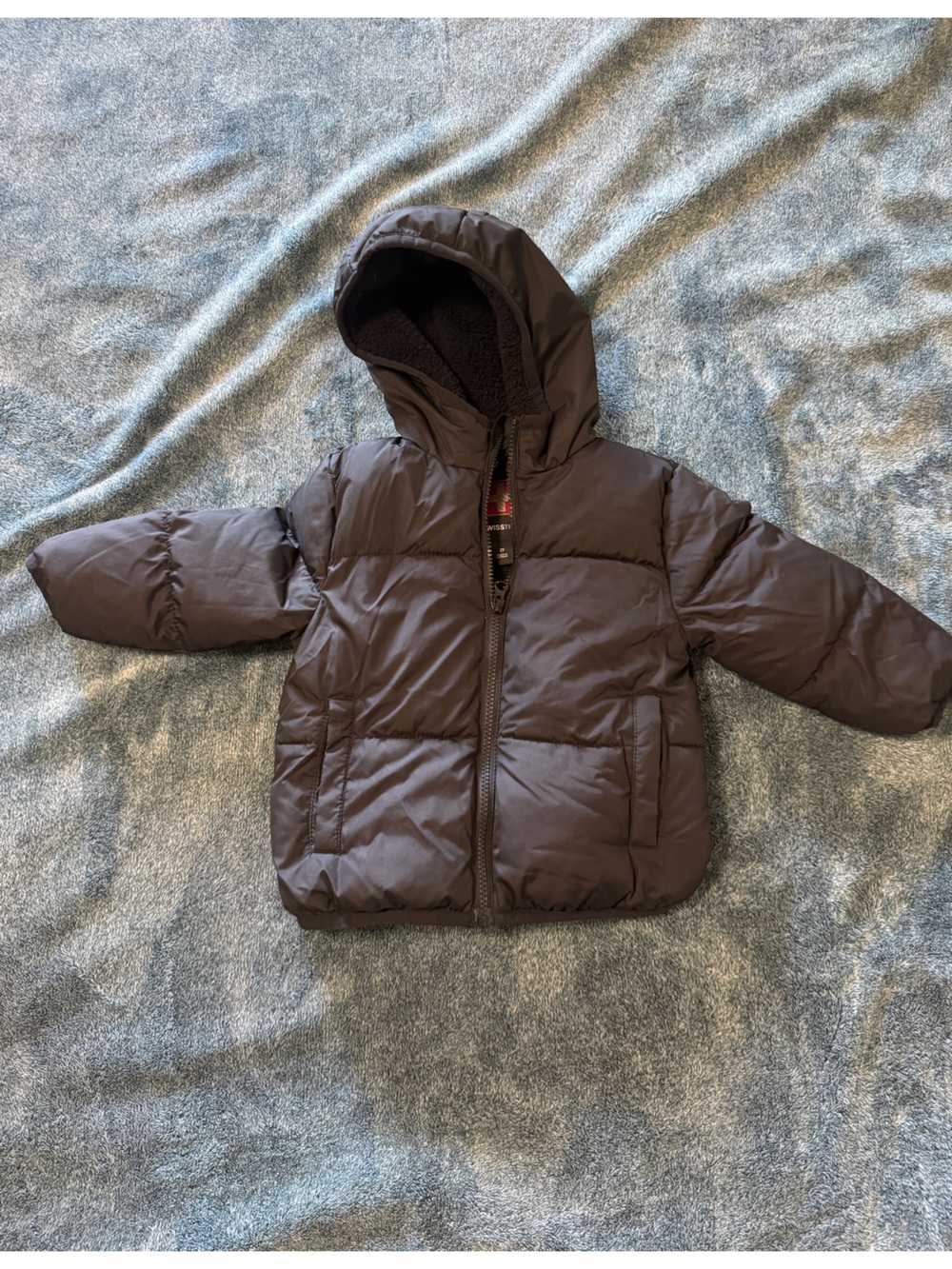 Swiss Tech Kids Hooded Puffer Jacket - Brown